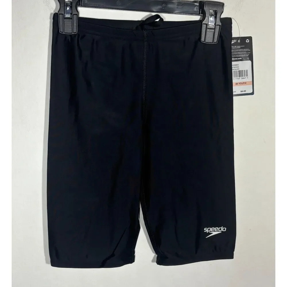Speedo PowerFLEX Eco Youth 28 Black Jammer Competition Swim Shorts NWT